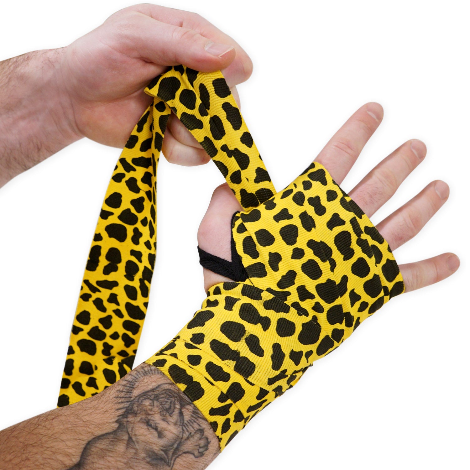 180" Semi-Elastic Hand Wraps (Pair) - Leopard Spots