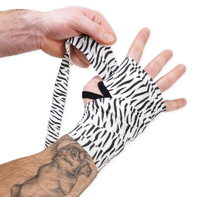 180" Semi-Elastic Hand Wraps (Pair) - Zebra Stripes