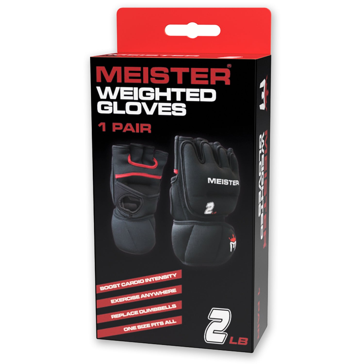 Meister 2lb Neoprene Weighted Gloves - Black/Red (Pair)