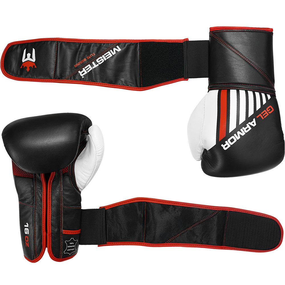 16oz Gel Armor Training Boxing Gloves Cowhide Leather Meister
