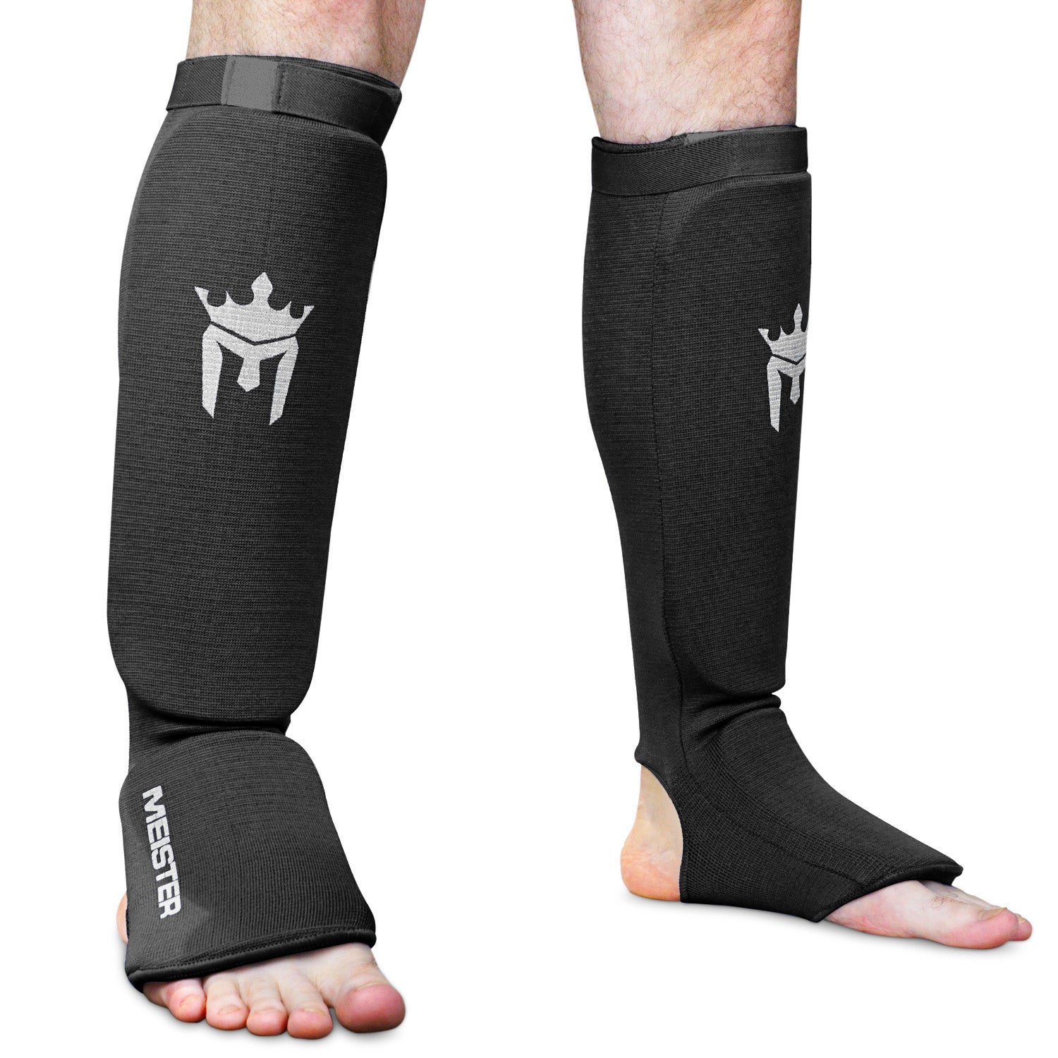 Meister Elastic Cloth Shin & Instep Padded Guards (Pair) - Black