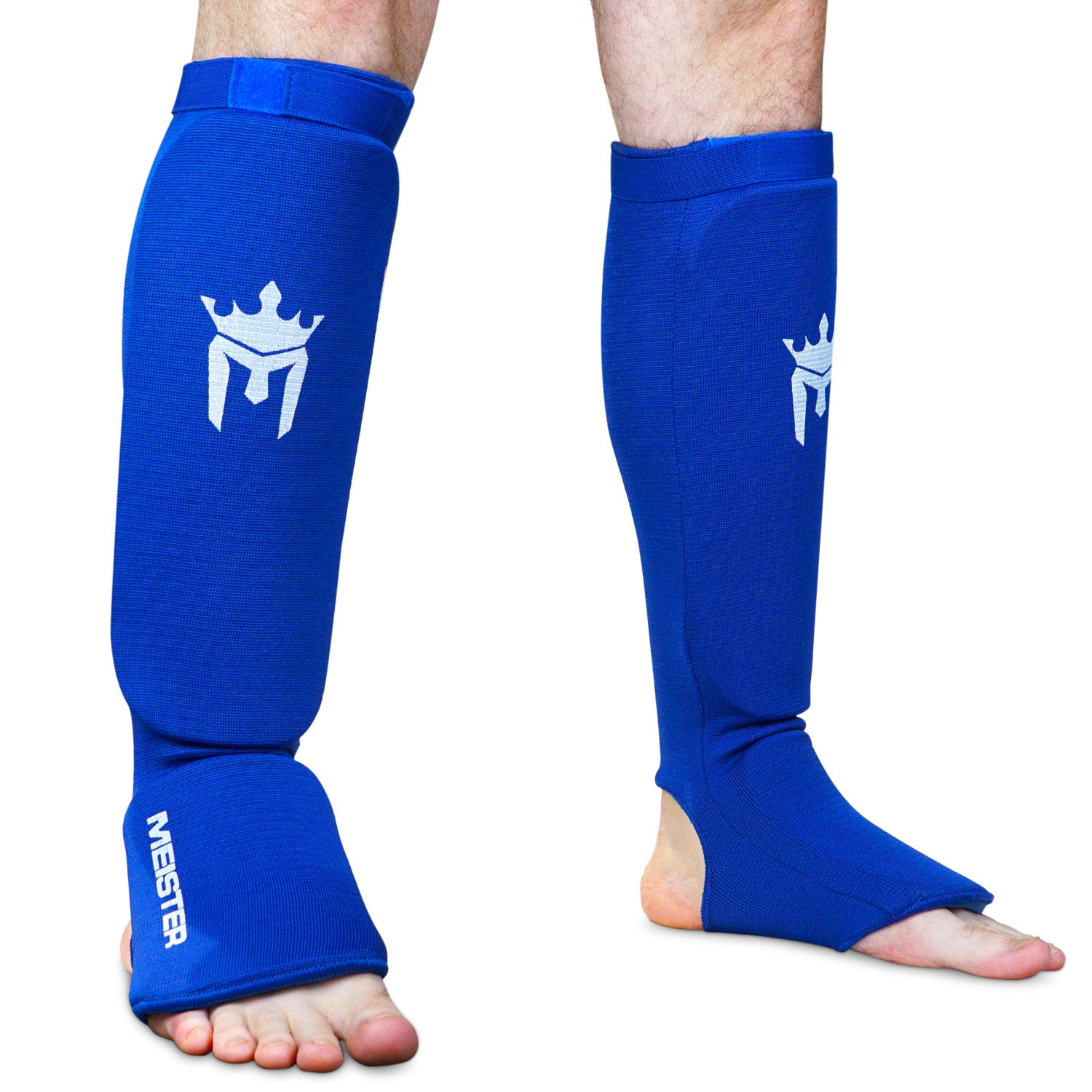 Meister Elastic Cloth Shin & Instep Padded Guards (Pair) - Blue