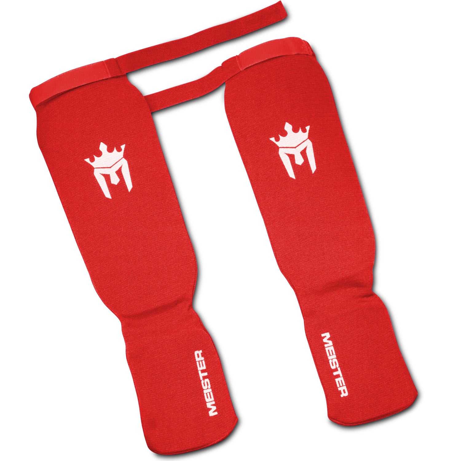 Meister Elastic Cloth Shin & Instep Padded Guards (Pair) - Red