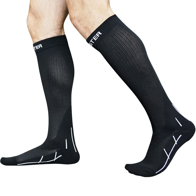 Graduated 20-25mmHg Compression Leg Sleeves (Pair) - Black