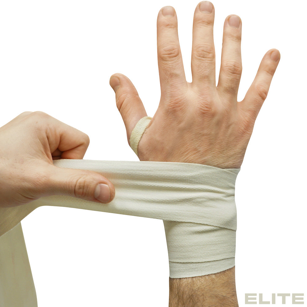 Meister ELITE 180" Elastic Hand Wraps - 2 Pack - Black / Ivory