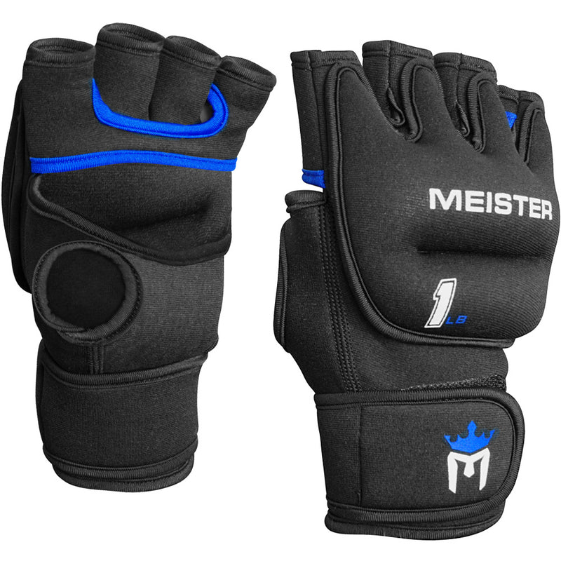 Meister 1lb Neoprene Weighted Gloves - Black/Blue (Pair)