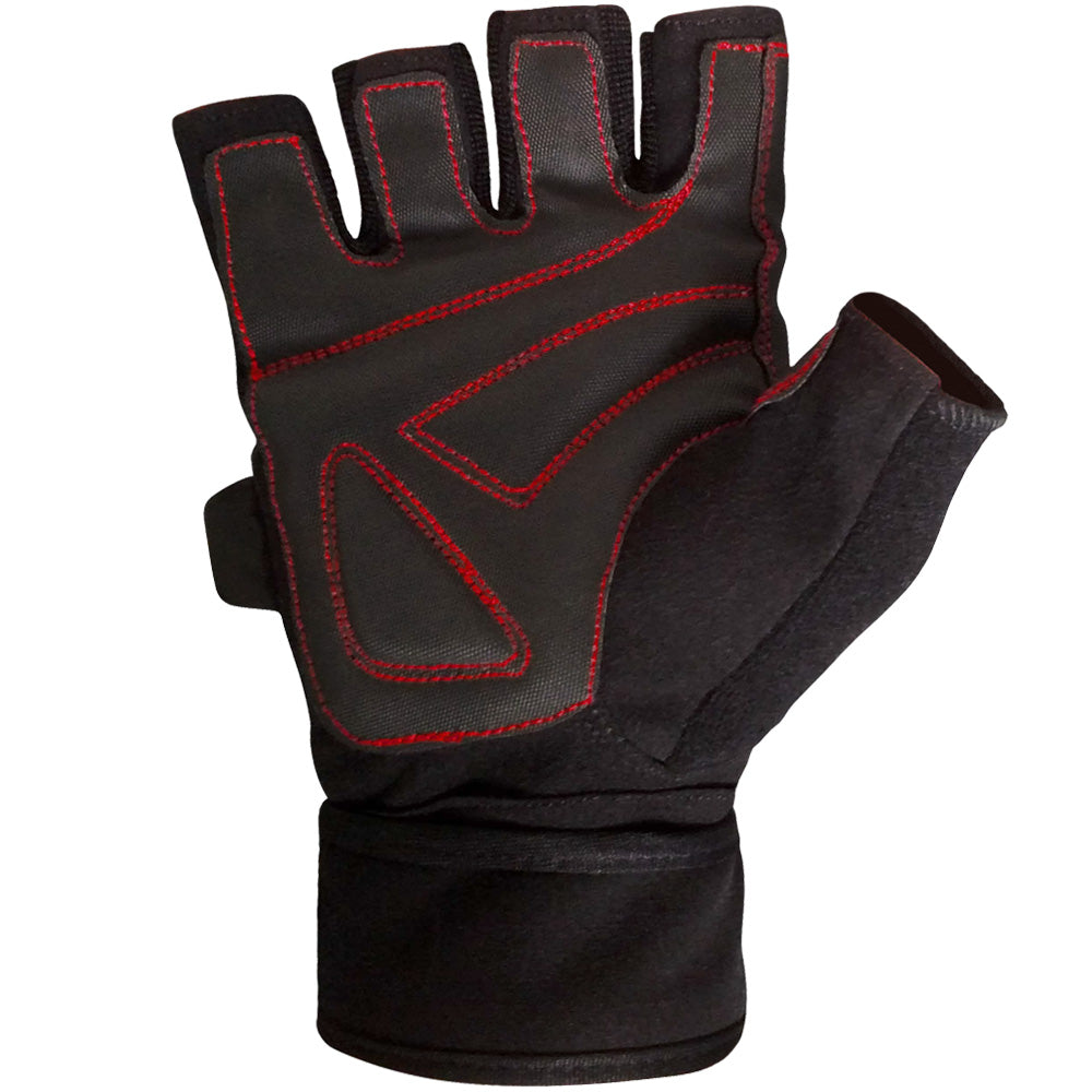 Wrist Wrap Weight Lifting Gloves w Gel Padding Black Red