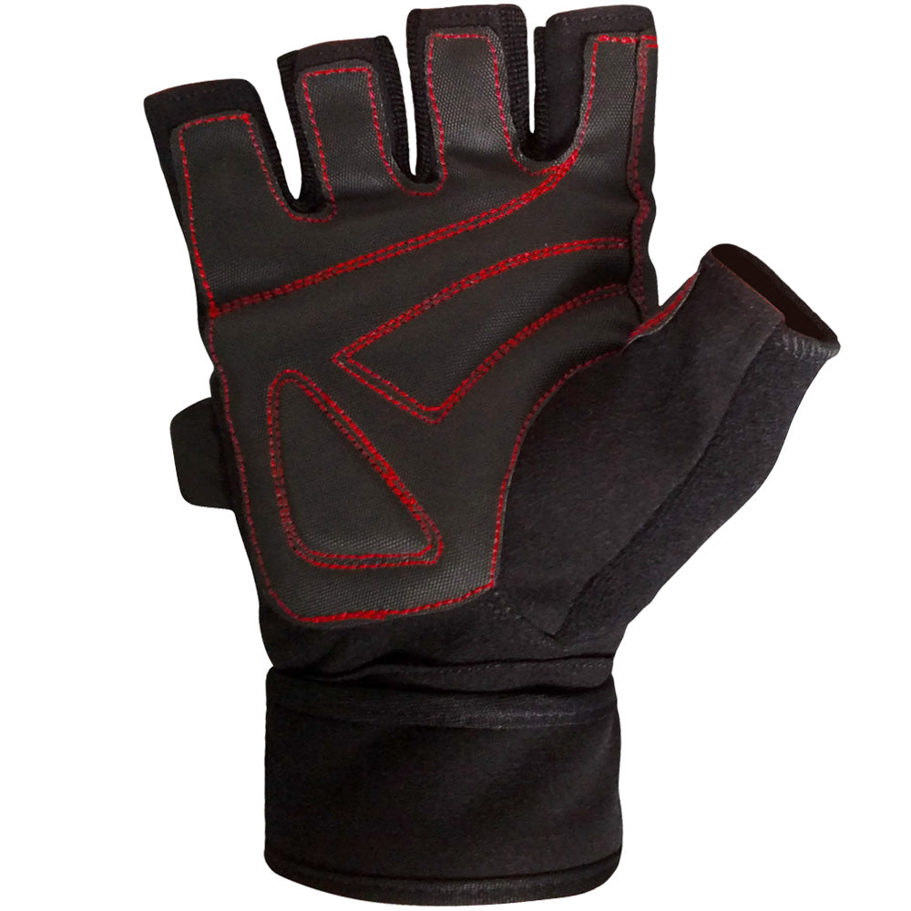 Wrist Wrap Weight Lifting Gloves w/ Gel Padding - Black/Red