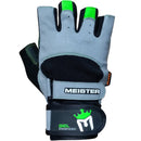 Wrist Wrap Weight Lifting Gloves w/ Gel Padding - Gray/Neon