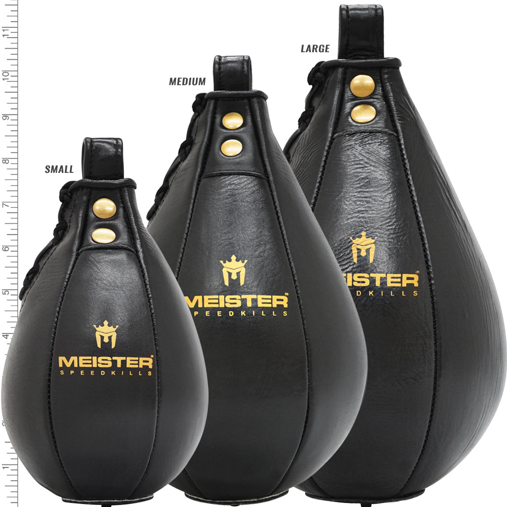 Meister SpeedKills Leather Speed Bag w/ Lightweight Latex Bladder - Black - Medium (9.5 inch x 6 inch)