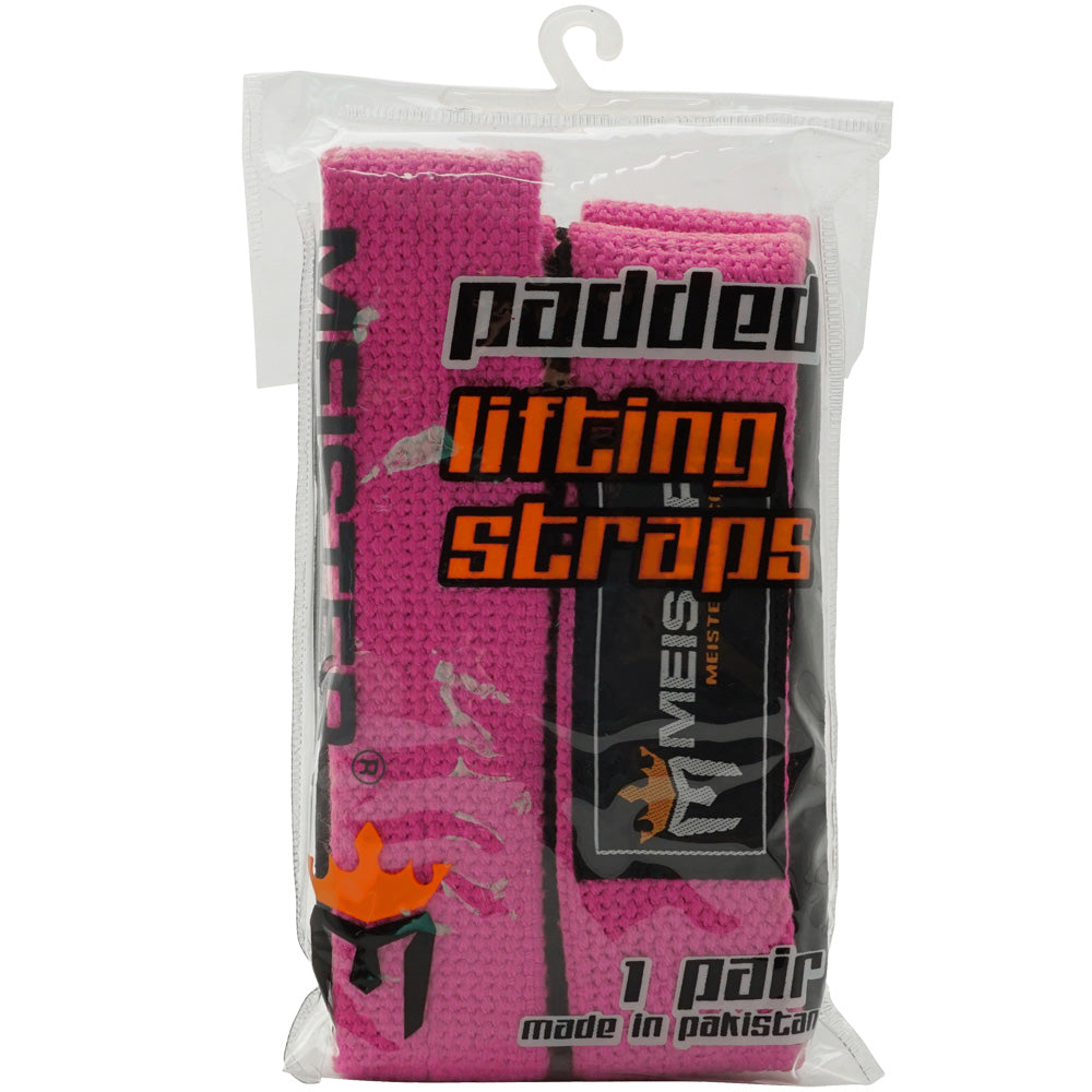 Neoprene-Padded Lifting Straps (Pair) - Pink