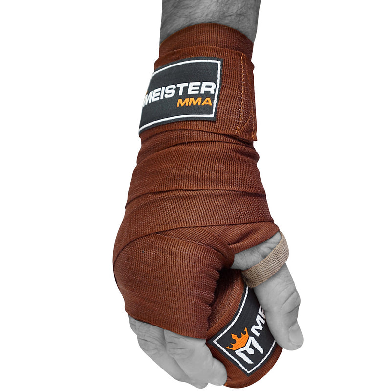 180" Semi-Elastic Hand Wraps for MMA & Boxing (Pair) - Brown