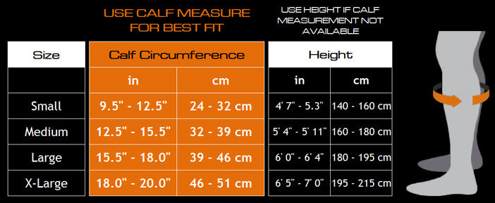 Calf Compression Sleeve Size Chart